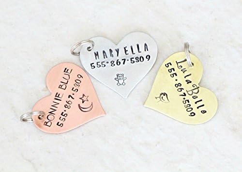 Heart Identification tag, key chain, luggage ID, Backpack ID, Gym bag ID, Name tag with name and optional telephone number