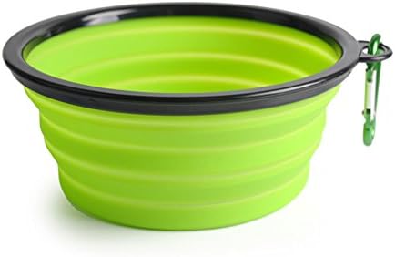 Silicone Pet Bowl,Foldable Expandable Cup Dish for Pet Dog/Cat Food Water Feeding Portable Travel Bowl (GREEN)
