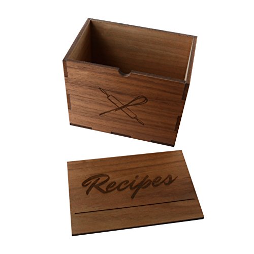 Home Advantage Wood Recipe Card Box (Walnut Veneer) Made in the USA
