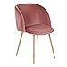 EGGREE Mid-Century Modern Accent Living Room Chair Upholstered Velvet Armchair Kitchen Dining Chair with Solid Steel Leg for Living Room Bedroom Reception Room Accent Furniture,Rose Pink