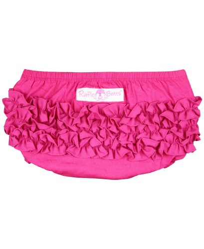 RuffleButts Infant / Toddler Girls Ruffled Woven Bloomer - Fuchsia - 6-12m