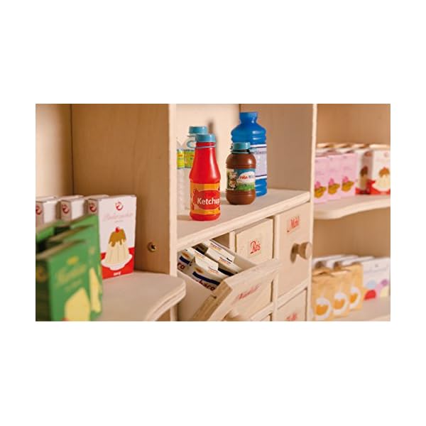 roba Kaufladen, großer Kinder Kaufmannsladen, inkl. Kaufladenzubehör, Holz natur, Verkaufsstand 6 Schubladen, Theke & Seitentheke – Bild 5