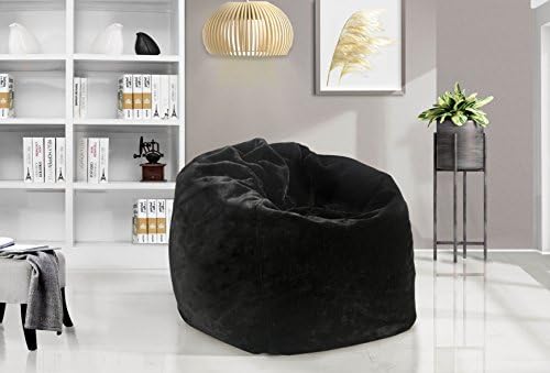 Divano Roma 28 inch Soft Brush Microfiber Bean Bag Chair, Gaming Chair for Kids (Black)