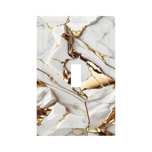 White Gold Marble Light Switch Cover
