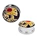 BodyJ4You Plugs Ear Gauges Screw Fit Steel Tunnels 2G Rose Cameo Skeleton Double Flare