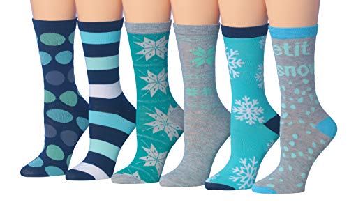 Tipi Toe Women's 12 Pairs Colorful Patterned Crew Socks (WC70-AB)