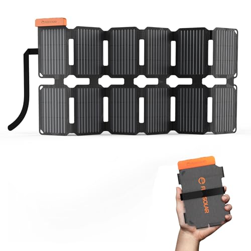 Flexsolar 36 W Mini Foldable Solar Charger, Waterproof E-Film Solar Panel Portable with USB-A/USB-C/DC Ports for Power Stations, Smartphones, Tablets, Power Banks, Outdoor, Camping, Emergency