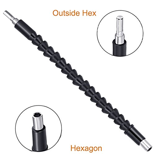 2 Pcs Flexible Drill Bit Extension,YuCool 11.6 Inch Screwdriver Shafts Set Socket Extension Cable Universal Drill Connection with 2 Pcs 1/4 Inch Magnetic Extension Holder for Quick Change