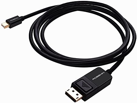 ROSEKIN Mini DP to DP Cable 4k Gold Plated Mini DisplayPort Thunderbolt Port to Displayport Converter Cable 6 feet Male to male(Black)
