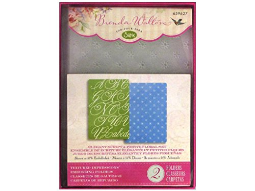 Sizzix Textured Impressions A6 Embossing Folders, Elegant Script and Petite Floral, 2-Pack by Sizzix