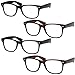 4 Pairs Deluxe Wayfarer Style Reading Glasses - Standard Fit Spring Hinge Readers Black and Tortoise/+1.75