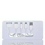 8 Pin Lightning Cable+30 pin USB Cable+Micro USB 3.0 Cable+Micro USB Cable, 4in1 Multi USB Adapter Charging Cable Connectors for Apple iPhone 6s 4s iPad234 Samsung Galaxy S5 Note3 S6 Edge Plus (White)