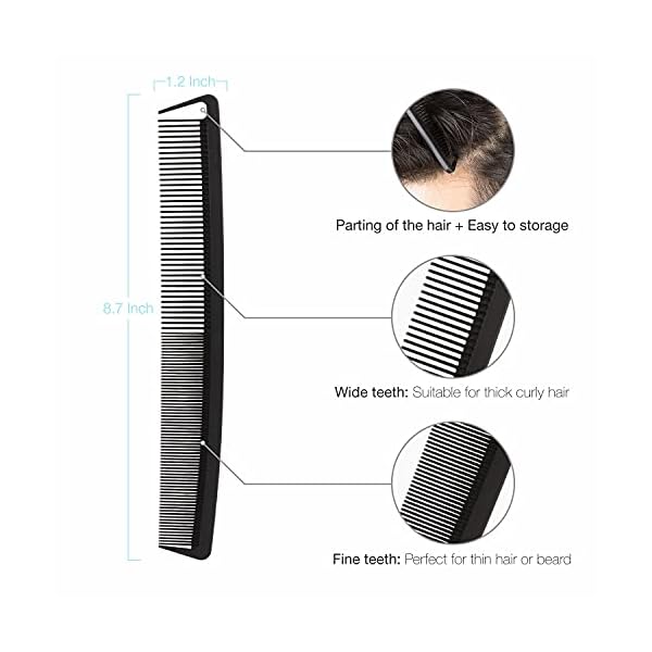Hair-CombProfessional-Hairdressing-Carbon-Fibre-Styling-Comb-Black-Anti-Static-Chemical-And-Heat-Resistant-Parting-Combs-For-All-Hair-Types-Fine-and-Wide-Tooth-Comb-For-Men-and-Women Hair Comb,Professional Hairdressing Carbon Fibre Styling Comb, Black Anti Static Chemical And Heat Resistant Parting…