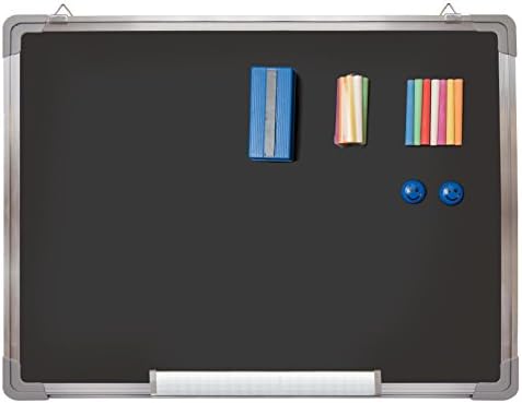 黒板セット フレーム付きブラックボード 24 X 18インチ 磁気消しゴム1個 チョークスティック14本 7色 マグネット2個 フレーム付きスモールウォールハンギング黒板 ホーム キッチン キッズ 24 X 18インチ Kaleidoscopefilmdistribution Com