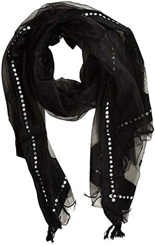indianbeautifulstoreDupatta Bazar Black Organza Dupatta Party Wear Scarf,Shwal,Chunni Lastest Wedding Women,Tassels Scarves