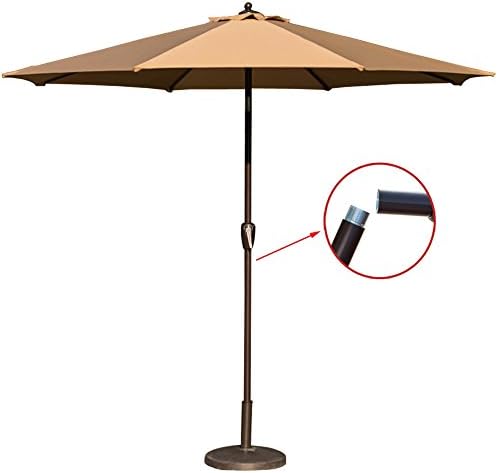 Toucan Outdoor 9 Ft Market Table Patio Umbrella with Tilt and Handy Crank, 8 Ribs, UV Resistant Protect Cover (Beige)