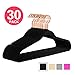 MIZGI Premium Velvet Hangers (30 Pack) Heavy Duty- Non Slip - Velvet Suit Hangers Black - Copper/Rose Gold Hooks,Space Saving Clothes Hangers (Black)