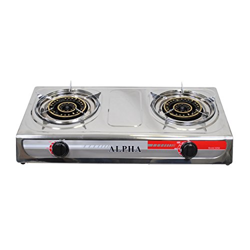 Alpha Deluxe Portable Propane Gas Stove Double Head Burner and New