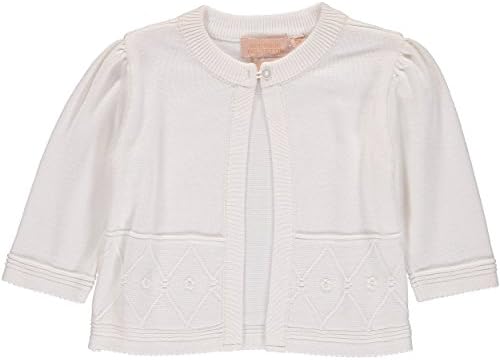Girls White Bolero Cardigan with Hand Stitched Flowers and Pearls (9M)