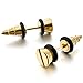 INBLUE Men's Stainless Steel Stud Earrings Rubber Gold Tone Black Screw Spike Plug Tapers
