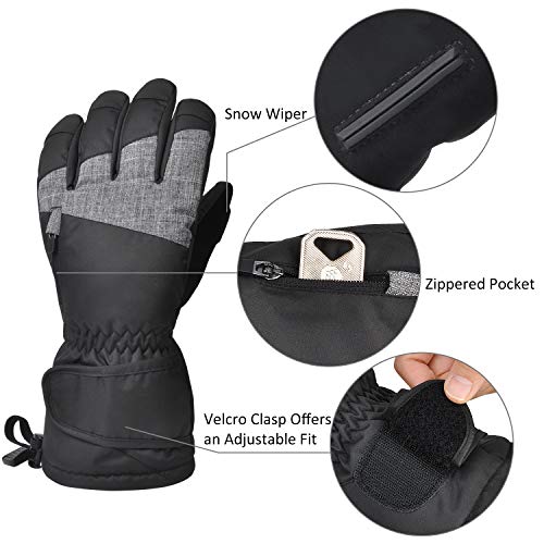 Ski Gloves, Waterproof Winter Snow Gloves with Breathable Neck Warmer for Skiing, Snowboarding, Motorcycling, Shoveling Snow, Outdoor Sports, Gifts for Men Women, Size Run Small
