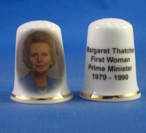 Porcelain China Collectable Thimble - Margaret Thatcher 1st Woman Prime Minister - Free Gift Box