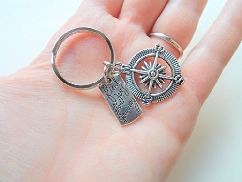 Find Joy in the Journey Open Compass Keychain - Graduation Gift Keychain, Couples Gift Keychain