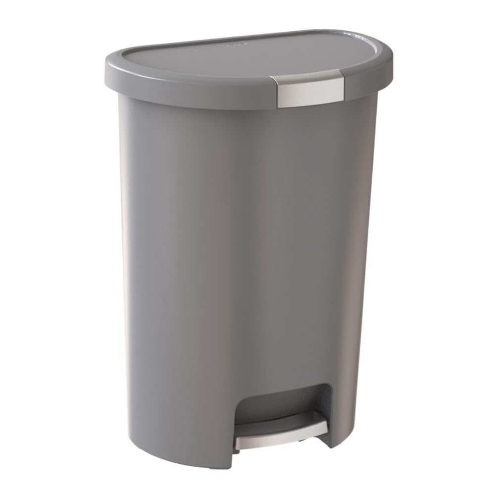 Photo 1 of Curver Infinity 45.5 Liter / 13 Gallon Plastic Kitchen Trash Can with Foot Pedal and Locking Lid - Perfect for Household Use Indoor for Garbage Disposal or Recycling, Grey