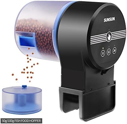 Automatic Fish Feeder, AK-02 Turtle Feeder Turtle Feeder Powered by USB DC 5V or Battery Programmable Food Dispenser for Fish and Turtle(100g/50g)