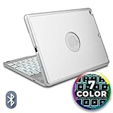 iPad Air Keyboard case, COOPER NOTEKEE F8S Backlit LED Bluetooth Wireless Rechargeable Keyboard Portable Laptop Macbook Clamshell Clamcase Cover with 7 Backlight Colors for Apple iPad Air (Silver)