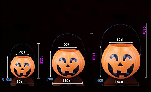Pumpkin Candy Holder, niceEshop(TM) Halloween Trick-or-treat Pumpkin Lantern Candy Bucket with Handle for Party Favors Jack-O-Lantern, Size M (Random Type)