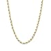 18 Inch 10k Yellow Gold Hollow Rope Chain Necklace with Lobster Claw Clasp for Women and Men, 2mm