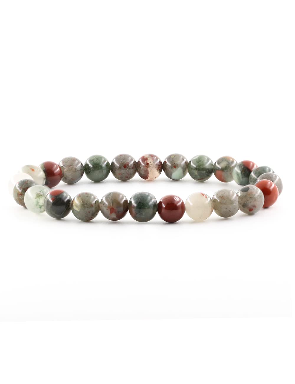 Ouubuuy African Bloodstone Crystal Beads Bracelet 8mm Natural Gemstone Beaded Bracelets Healing Crystal Bracelet for Women Mothers Day Gifts