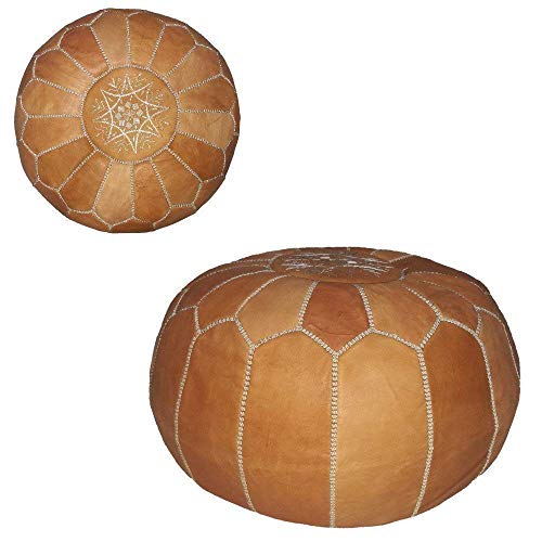 image for nomad&fashion set of 2 handmade leather Moroccan poufs ottoman round f
