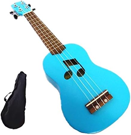 WOODNOTE Beautiful Wooden Blue with Music Hole 21' Soprano Ukulele & Brown Bag/rosewood Fingerboard & Bridge