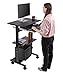 Stand Up Desk Store Mobile Rolling Adjustable Height Standing Workstation with Printer Shelf and Slideout Keyboard Tray (Black Frame/Black Top, 30
