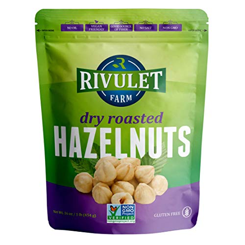 Dry Roasted Hazelnuts by Rivulet Farm - 16oz - Unsalted - Tasty & Snacks for Keto, Paleo, or Vegetarian Diet…