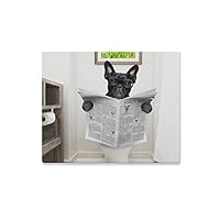 JTMOVING Wall Art Painting French Bulldog Dog Sitting On Toilet Prints On Canvas The Picture Landscape Pictures Oil for Home Modern Decoration Print Decor for Living Room