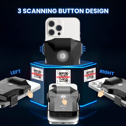 Eyoyo Bluetooth QR Code Scanner, 2D Wireless Back Clip Phone UPC USB Barcode Scanner Reader with Battery Level Indicator Compatible with 4.7"-7.2" Android Phone, iPhone for Book Library Inventory