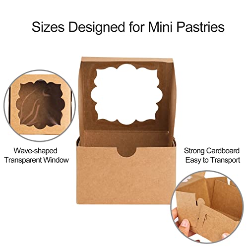 NPLUX 4x4x2.5in Bakery Boxes with Window Small Treat Boxes Mini Pie