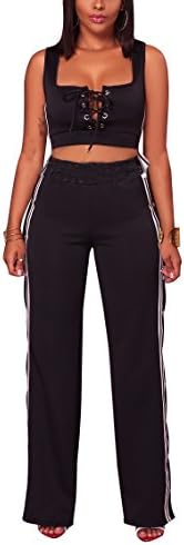 HannahZone Womens Sexy Casual Sleeveless Long Pants Two Pieces Outfits Jumpsuits Romper
