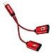 Gogooda Headphone Adapter, Audio Splitter Lightning to Dual Lightning Headphone Jack Charger Adapter for iPhone 7 / iPhone 7 Plus / iPhone 8 / iPhone 8 Plus(Red)