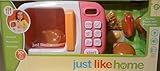 Just Like Home Microwave - Pink - Real Working Count Down Food Buttons, Real Rotating Microwave Plate Beeps When Food Is Done