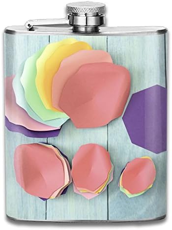 CZZD Rainbow Flowers Portable Stainless Steel Flagon Liquor Flask