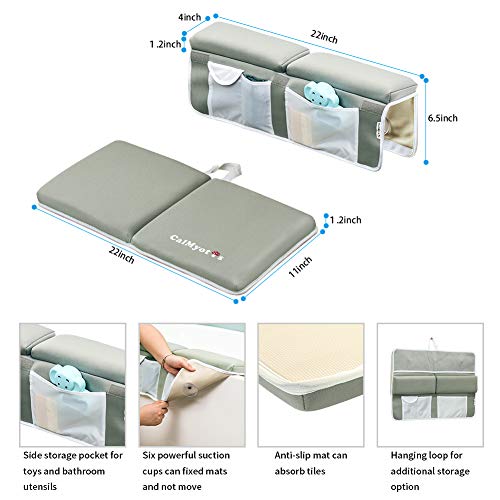 CalMyotis Bath Kneeler with Elbow Rest Pad Set - Waterproof, Anti-Slip Cushioning Baby Bathtub Kneeling Pad, Bath Kneeler Pad for Bathing Time, Machine Washable, Hangable, Shower Gift - Thumbnail 3
