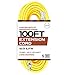 Iron Forge Cable Outdoor Extension Cord 100 Ft - 10 Gauge Heavy Duty Extension Cord, 15 AMP, 10/3 Yellow Power Cable SJTW Weatherproof with 3 Prong
