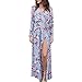 Women Elegant V Neck Long Sleeve Beach Dress Evening Cocktail Party Maxi Long Wedding Dress