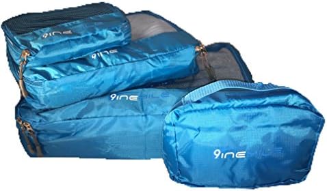 4 Piece Packing Cubes - Durable Mesh Travel Organizers - 3 Cubes Plus Toiletry Bag for Suitcase and Luggage (Light Blue)