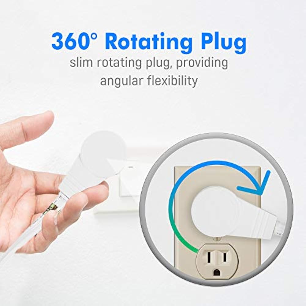 Cable Extension Cords 6Inch (0.5 Foot) 360 Rotating Flat Plug Cord