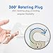 Maximm Cable 6 Ft 360° Rotating Flat Plug Extension Cord/Wire, 16 AWG Multi 3 Outlet Extension Wire, 3 Prong Grounded Wire - White - UL Certified